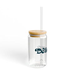 Vaso de Vidrio 16 oz con Tapa y Pitillo - Deliciosso by Matthew