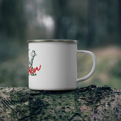 Enamel mug with SAFARI design, silver rim.