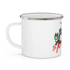 Enamel mug with SAFARI design, silver rim.