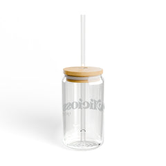 Vaso de Vidrio 16 oz con Tapa y Pitillo - Deliciosso by Matthew